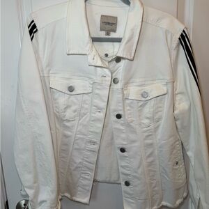 Liverpool White Jean Jacket with Black Stripes
